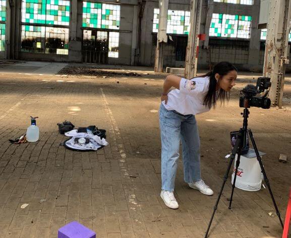 Ruby Esposito working at the set of 'The Broken and the Bad.'